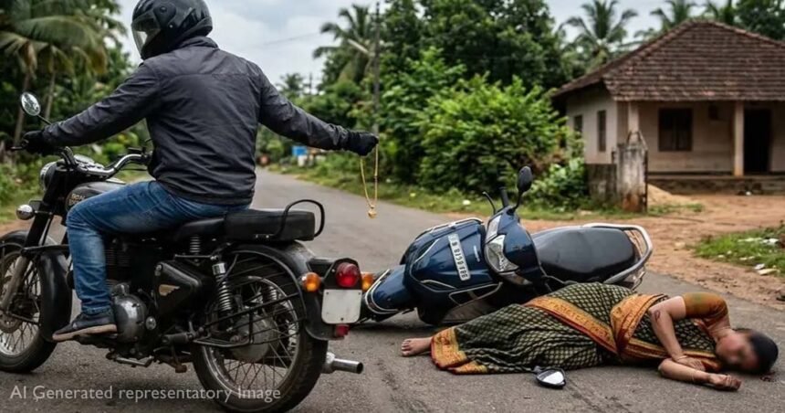 കറ്റാനത്ത് നടുറോഡിൽ ഗുണ്ടാവിളയാട്ടം: സ്കൂട്ടർ യാത്രക്കാരിയെ അടിച്ചുവീഴ്ത്തി മൂന്ന് പവന്റെ താലിമാല കവർന്നു