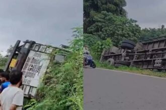 Container lorry carrying eight tonnes of chocolate from Nagaland to Kochi overturns