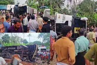 കൂത്താട്ടുകുളത്ത് വിവാഹസംഘത്തിന്റെ ടൂറിസ്റ്റ് ബസ് മറിഞ്ഞു